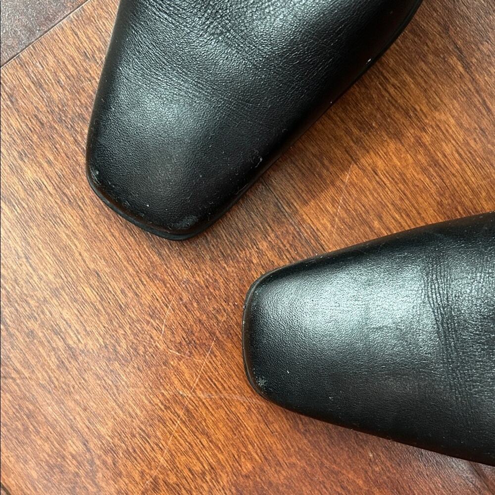 Caressa Sleek Retro 90s Black Leather Heeled Boots with Square Toes, Size 6 - Picture 5 of 16